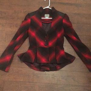Guess by Marciano peplum plaid riders jacket